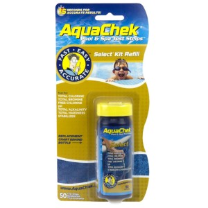 Produits Matériels Piscines - Aquachek bandelettes test 7 fonctions : dureté totale. chlore total. brome total.chlore libre. pH. alcalinité totale. stabilisant x50 
