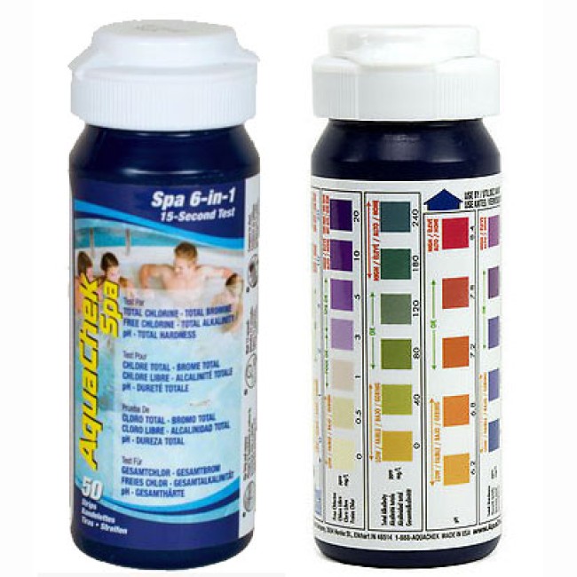 Aquachek bandelettes test spa 6 paramètres x50