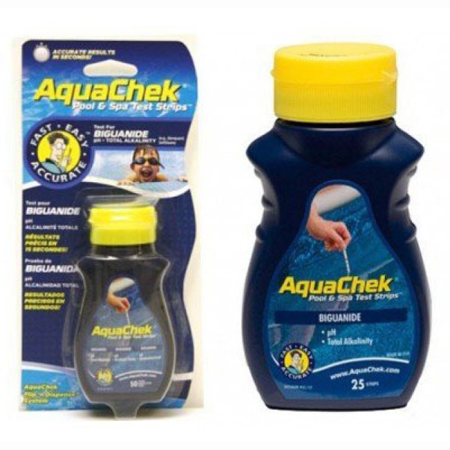 Aquachek Bleu bandelettes test du PHMB/biguanide : pH. alcalinité totale x25