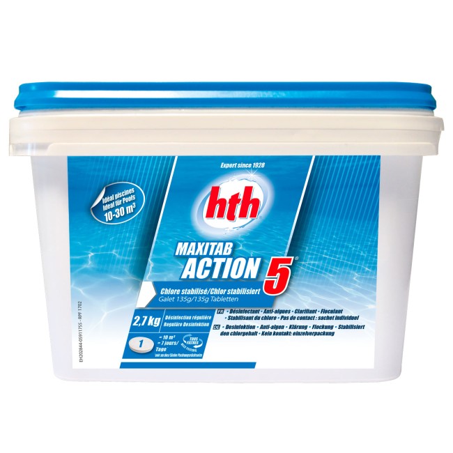 MAXITAB ACTION5 135g  2.7KG hth® - désinfection régulière
