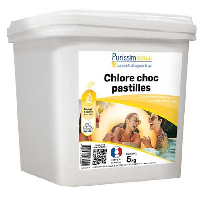 Purissimeau CHLORE CHOC pastilles 20gr 10KG- Désinfection 